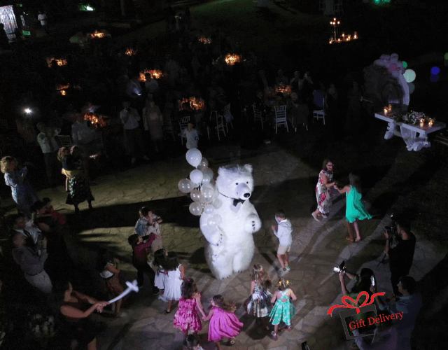 White Bear for Children's Kids Parties in Athens. Order a greeting from a polar bear in Athens. Polar bear for birthday. polar bear in Athens. Order a Polar Bear for children's kids parties. Animator White Polar Bear for a Children's kids Party in Athens. Mascotte White Polar Bear at a kids children's party. Gift Delivery.